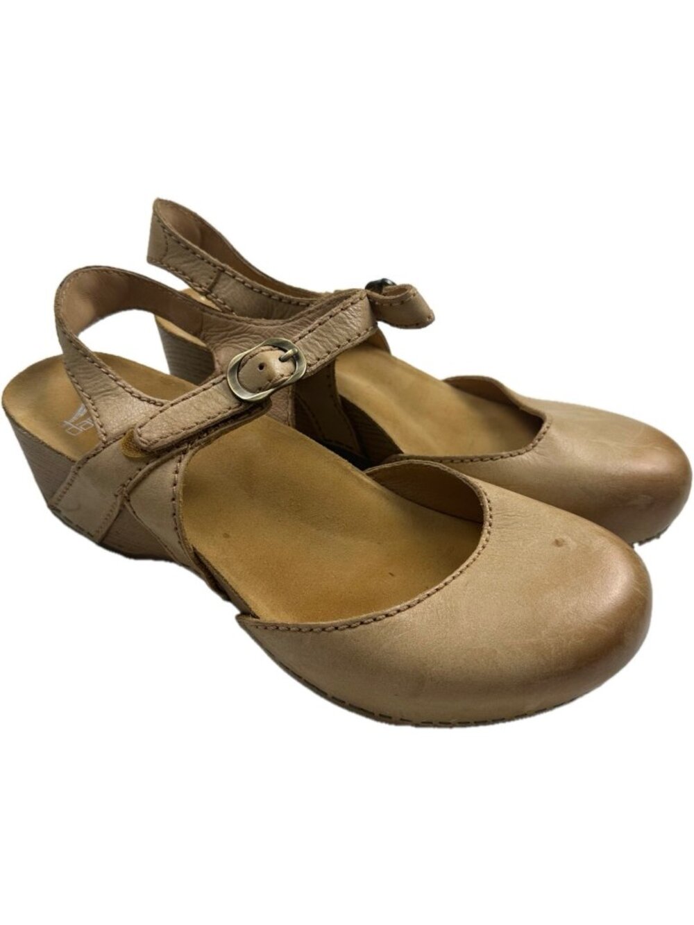 Dansko Tiffani Tan Milled Burnished Mary Jane Sandals US 9 EU 39 Ankle Strap